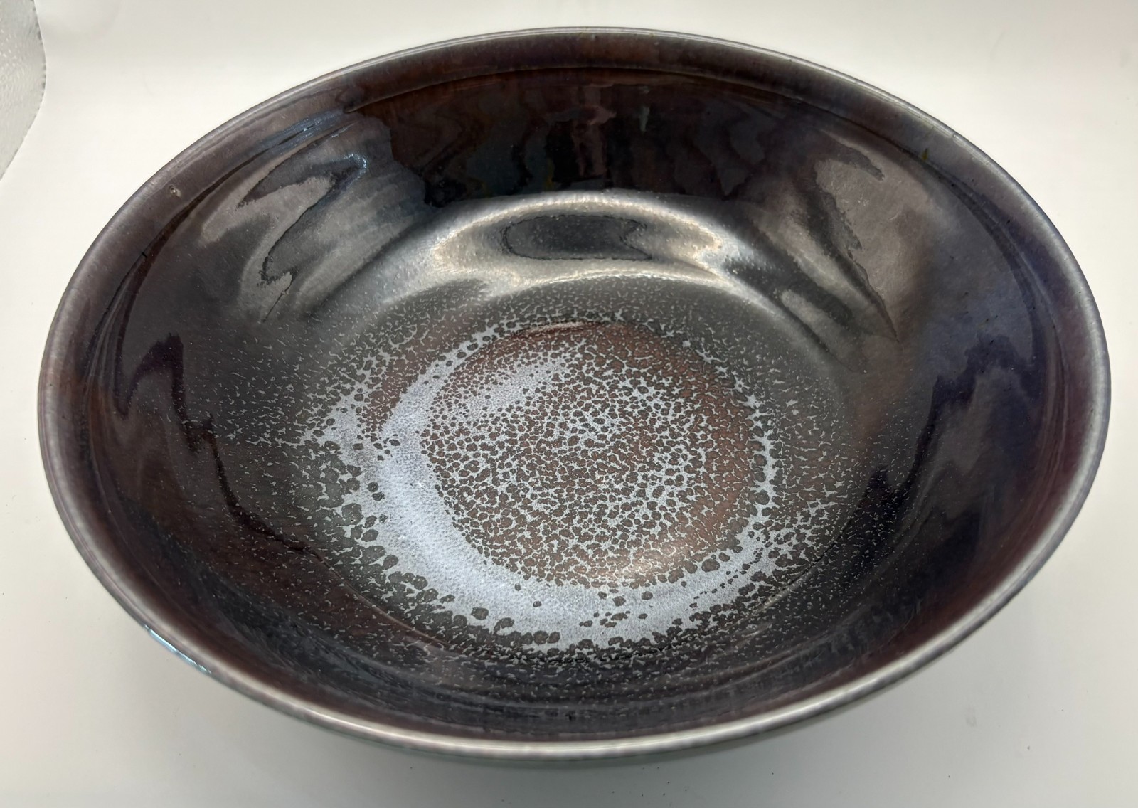 Studio Art Pottery Deep Purple Glazed Stoneware Bowl 8.75″ x 2.5″ Signed