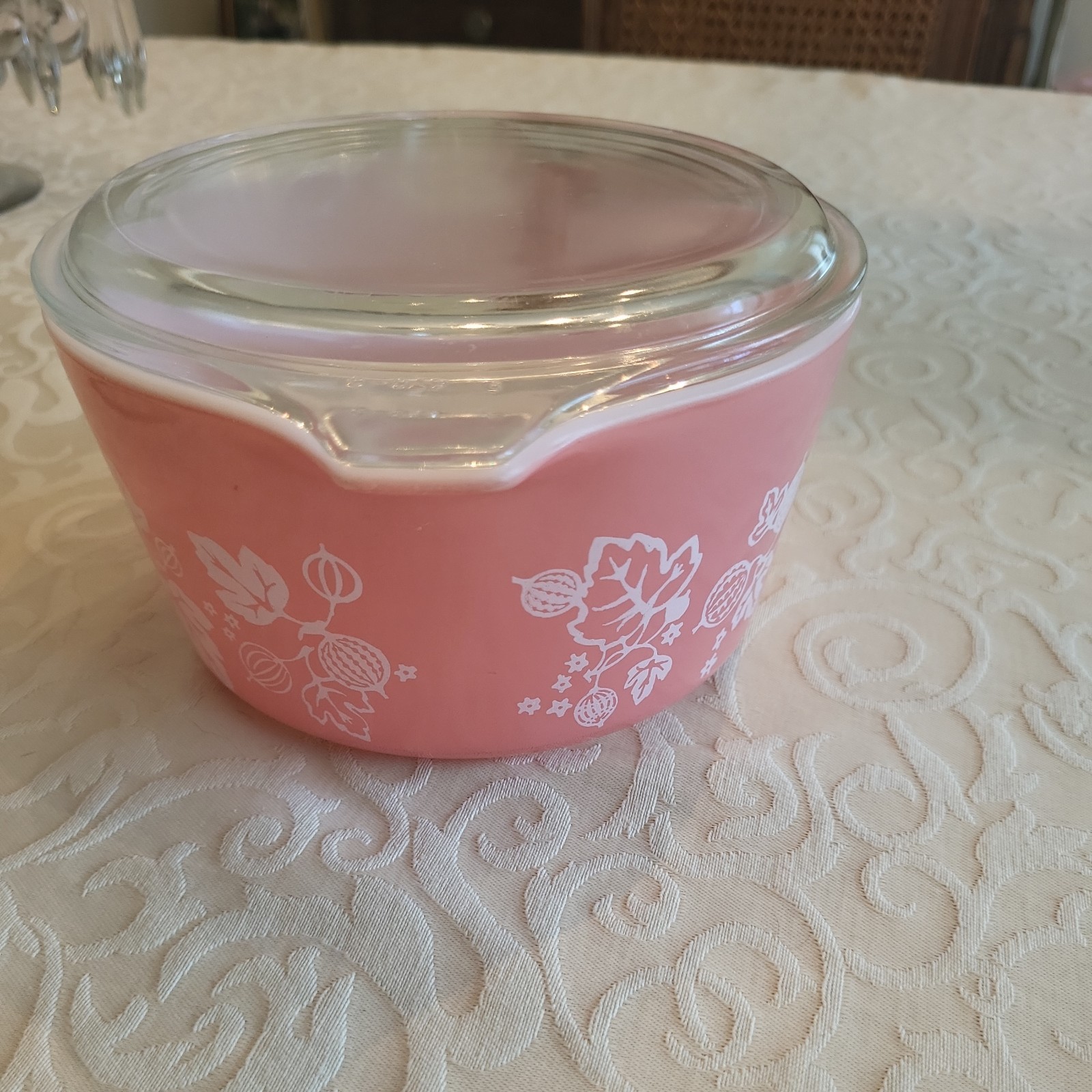 Pyrex Pink Gooseberry 1 QT Casserole Dish 473 w Glass Lid 470 Rare 1950s