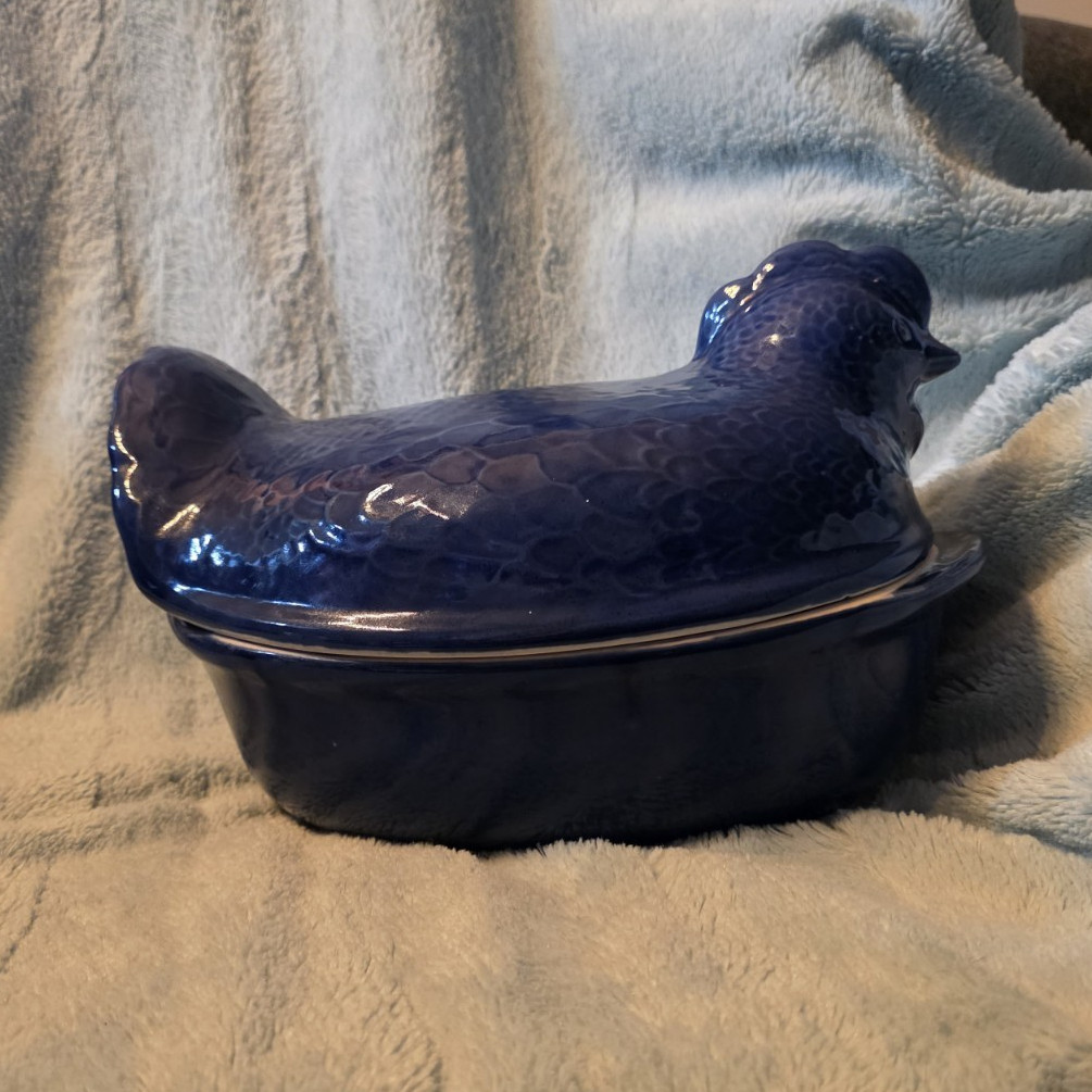 Taylor & Ng 1992 Blue LE POULET Covered Roaster Baking Dish