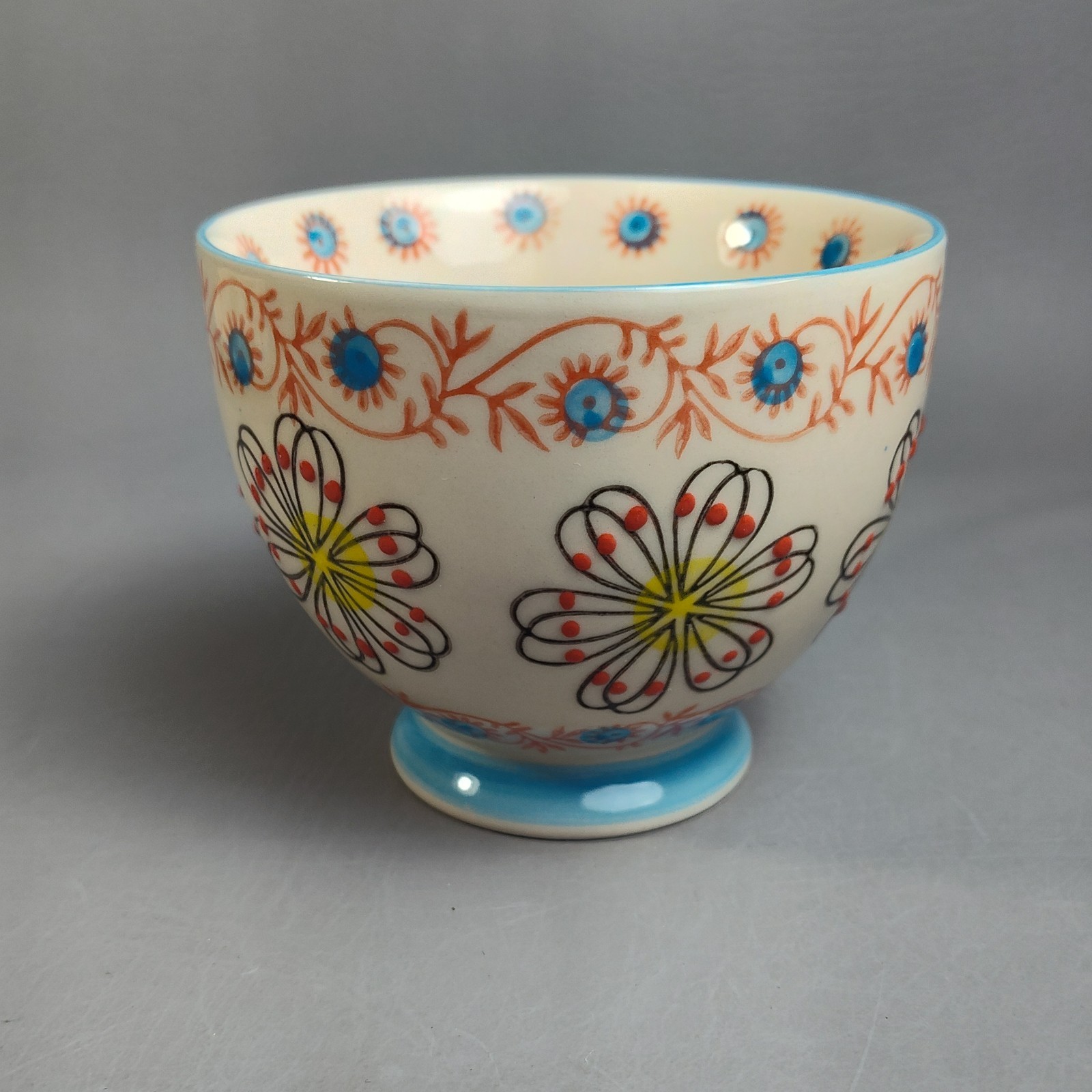 Yokohama Studio Hand Painted Footed Coffee Mug & Plate Textured Raised Dots 10oz