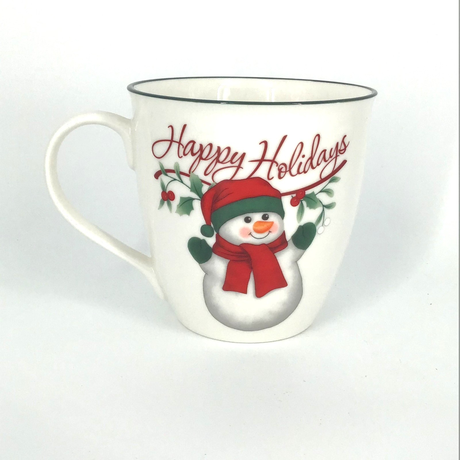 Pfaltzgraff Winterberry Mug Happy Holidays Snowman 20 oz 4.25″ D 4.5″ H