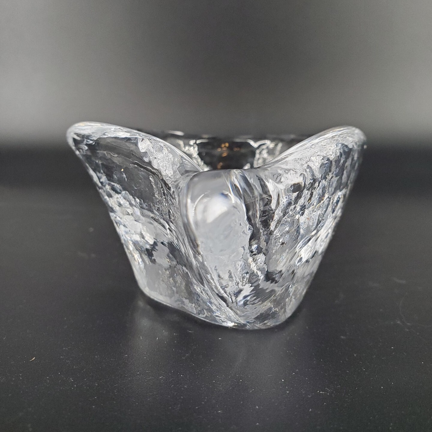 Simon Pearce Teardrop Paisley Glass Trinket Nut Candy Dish Asymmetrical Signed