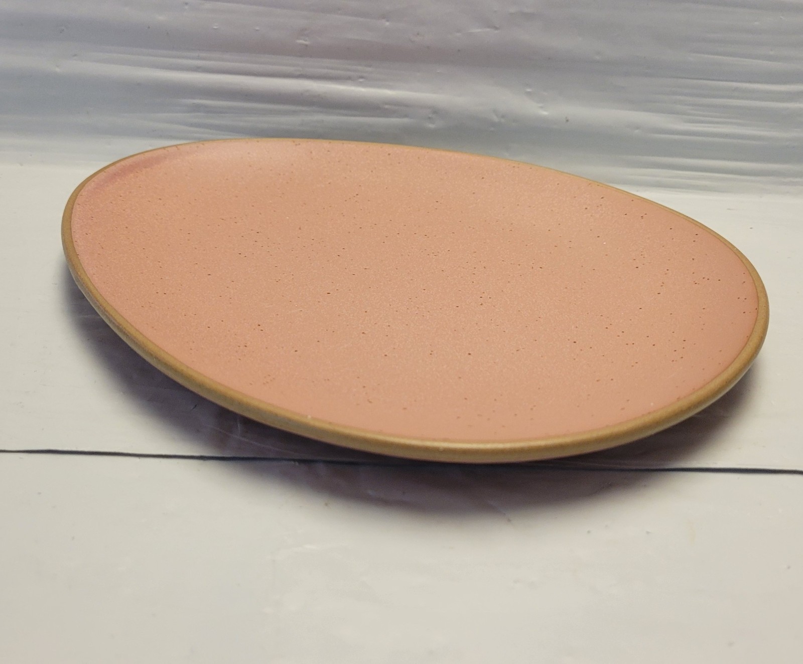 4 ct Threshold Stoneware Aqua Egg Teardrop Shape Salad Plates Pink Yellow Easter