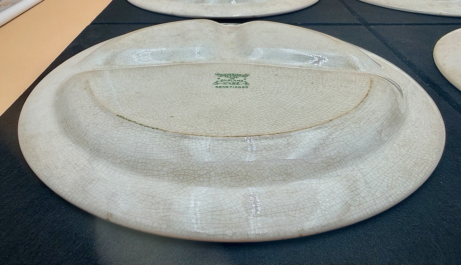 Vintage Romarco Ware Green Willow Divided Grill Plate 1950’s England (4 Pcs)