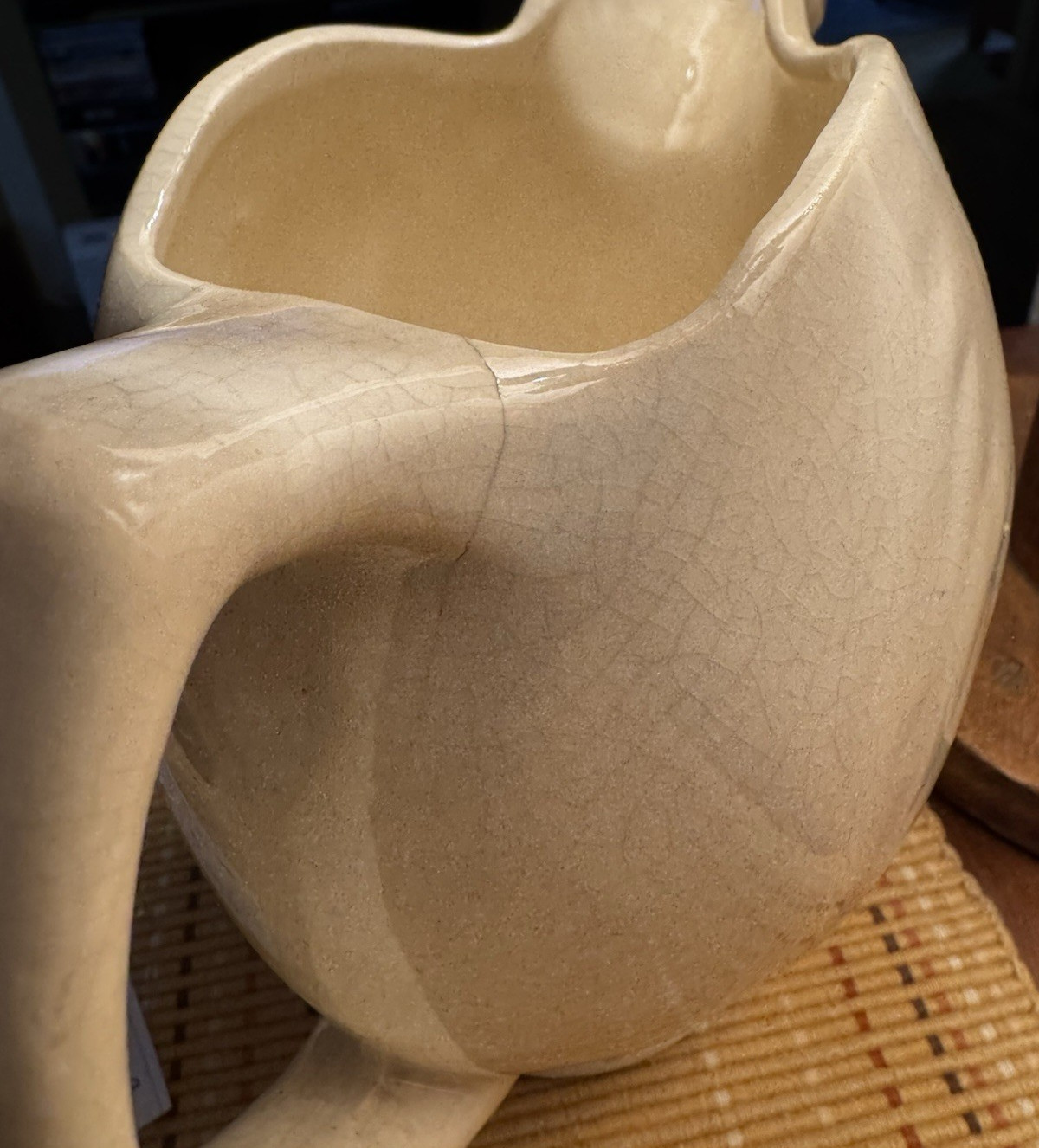 Vintage 1940s McCoy Pottery Cream Bird Pitcher 32 0z Kitchen Cottage Decor