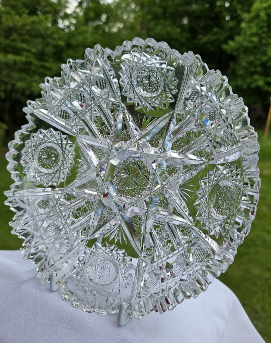 ABP Signed J. Hoare, Pattern Sparkler American Brilliant Cut Glass Small Dish