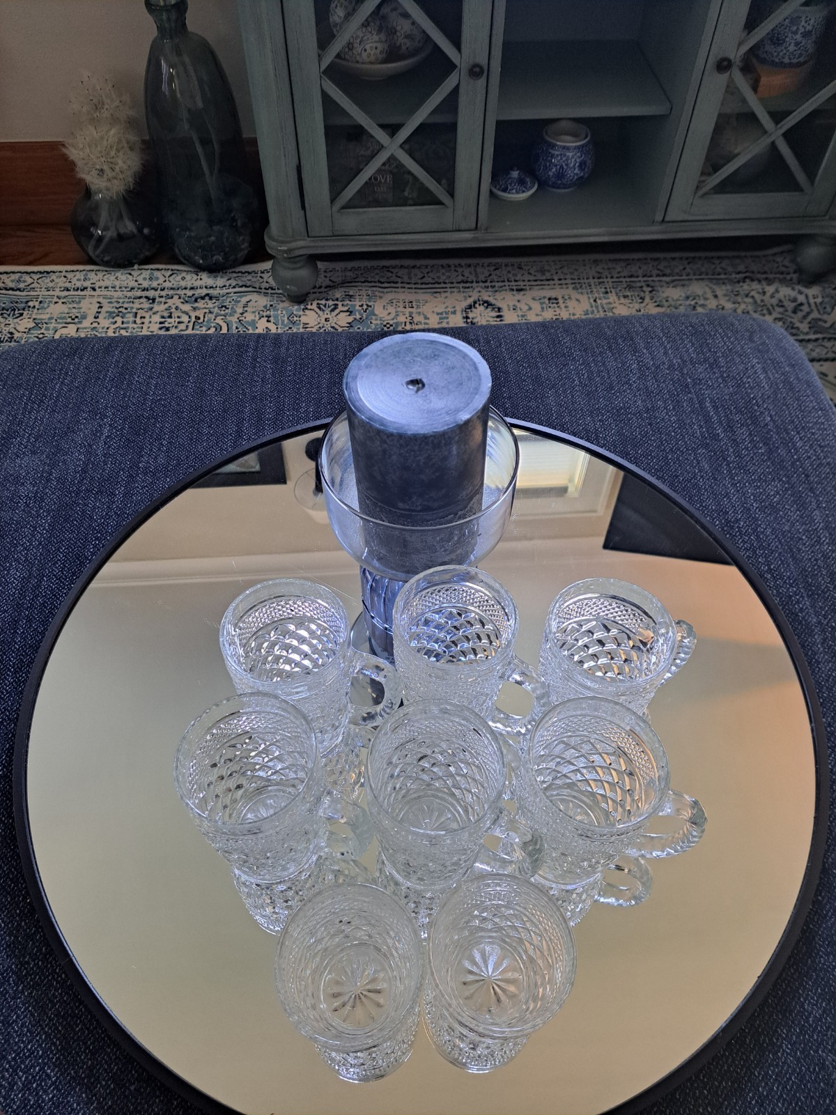 VTG Anchor Hocking Wexford Diamond Cut 5.4″ Mugs (6) & 3.75″ Glasses (2)