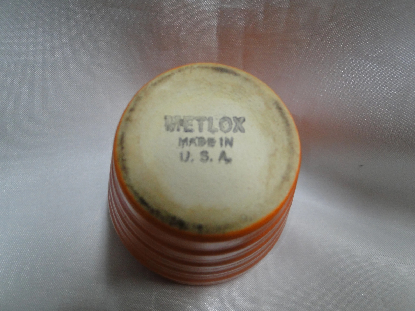 Metlox Orange Pottery: Toothpick Holder, 2 1/4″ x 2 1/8″ Tall