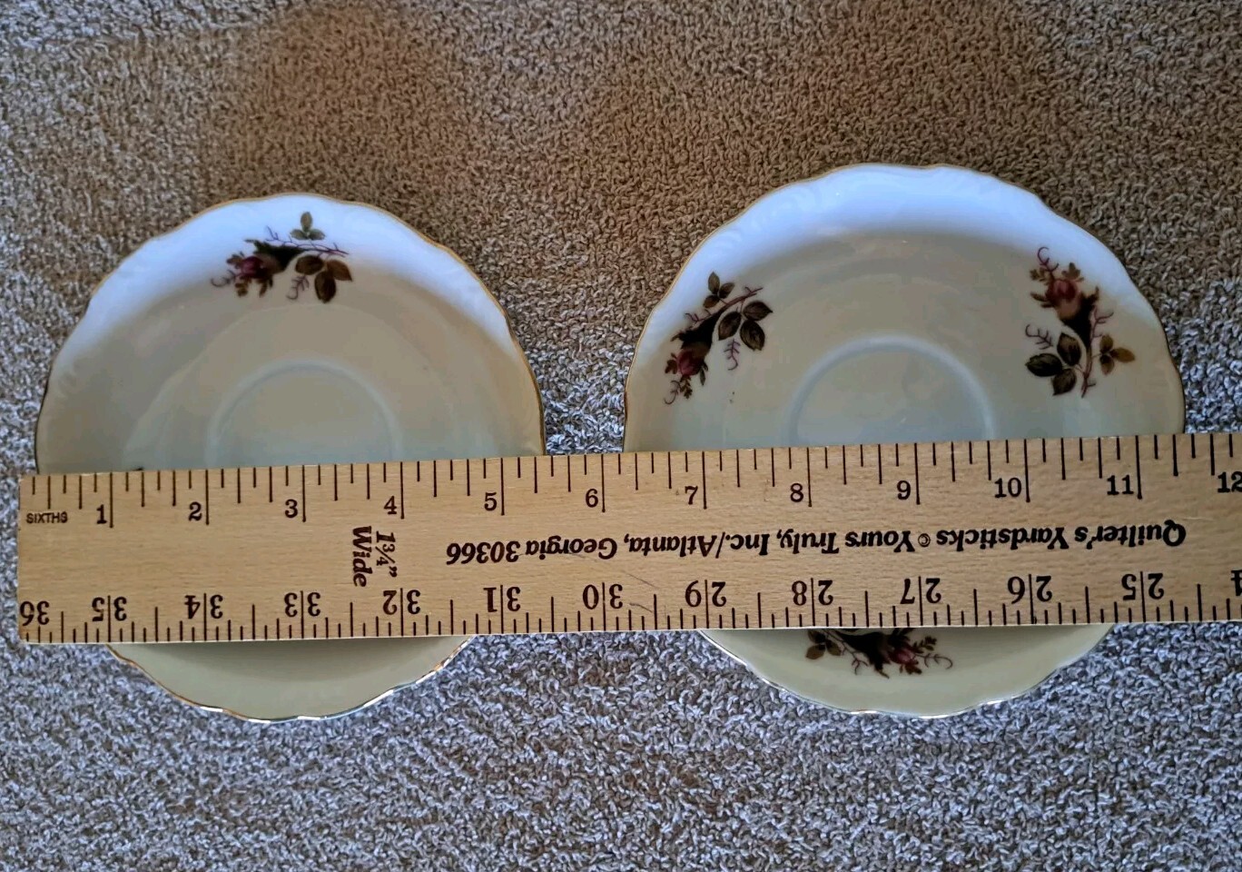 Vintage Moss Rose Saucers Set 2 5″ Plates