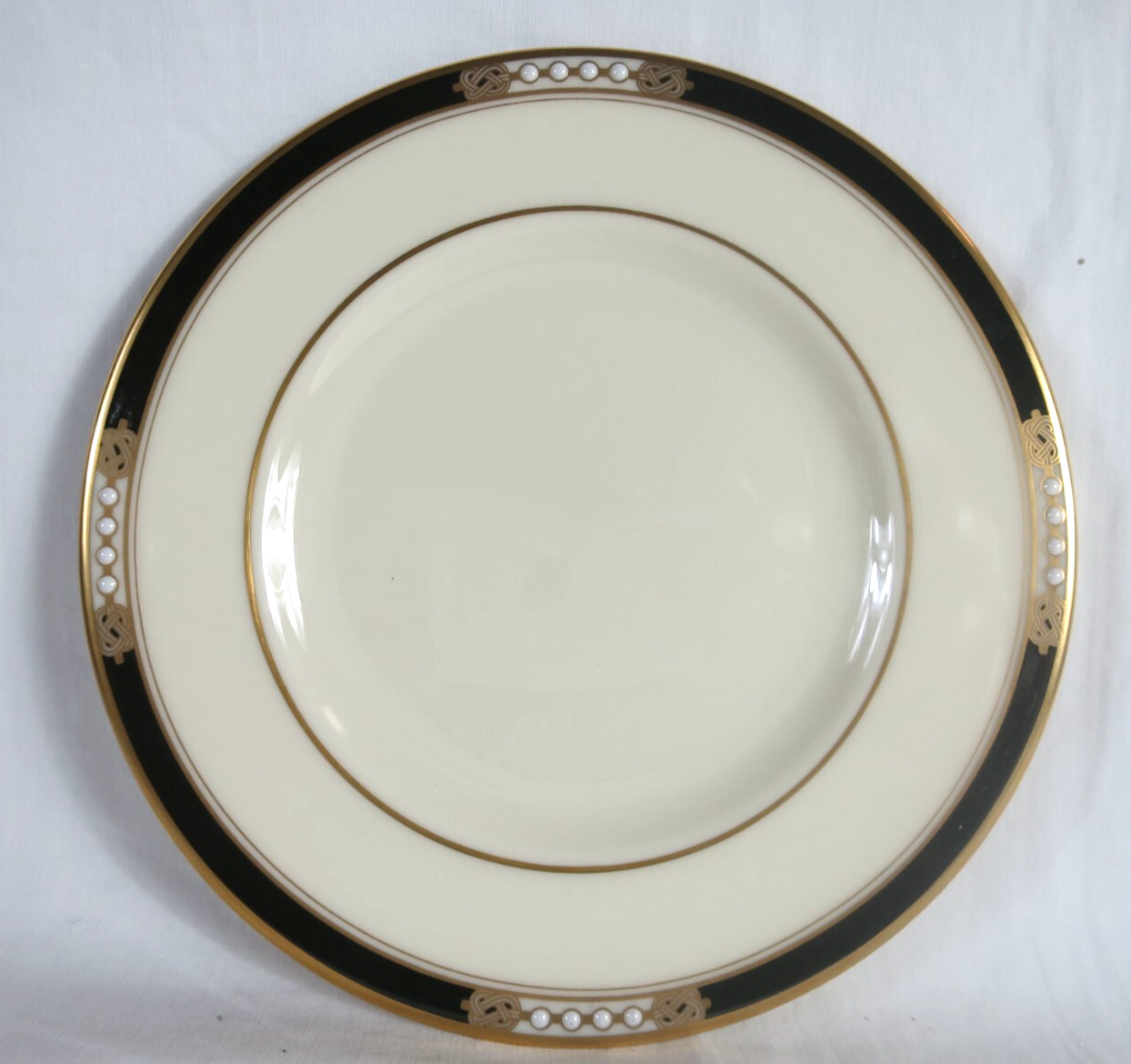 Lenox Hancock Gold Black Presidential Collect Bread Plate Raised Dots 6 3/8″