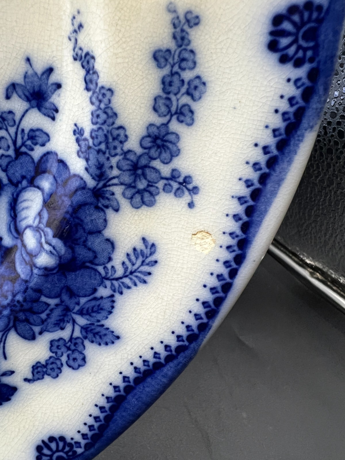 Flow Blue Nankin Oval Platter 15 7/8″ Pearl Pottery-1900’s