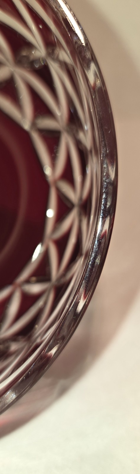 Ruby Red Crystal Bowl Cut To Clear Small Serving Side Dish Candy