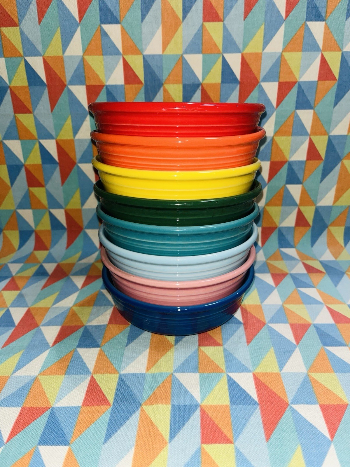 NEW FIESTA mixed bright RAINBOW set 8 small cereal fruit BOWLS FIESTAWARE 14 oz
