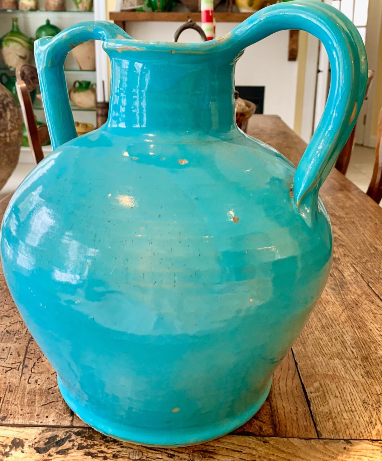 FRENCH ANTIQUE POTTERY YELLOW GLAZE CERAMIC EARTHENWARE CONFIT PITCHER POT
