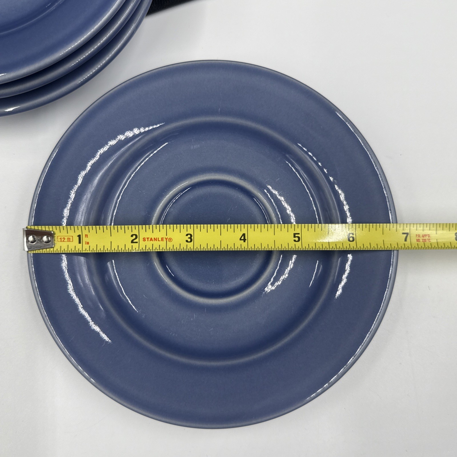 Williams Sonoma BELVEDERE CORNFLOWER BLUE Set Of (4) 6 3/4″ Saucers Portugal