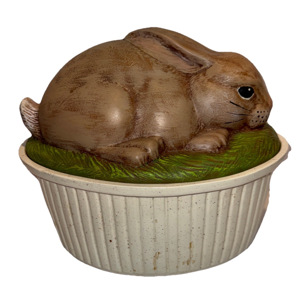 vintage 1982 Scioto ceramic rabbit-topped covered dish Easter