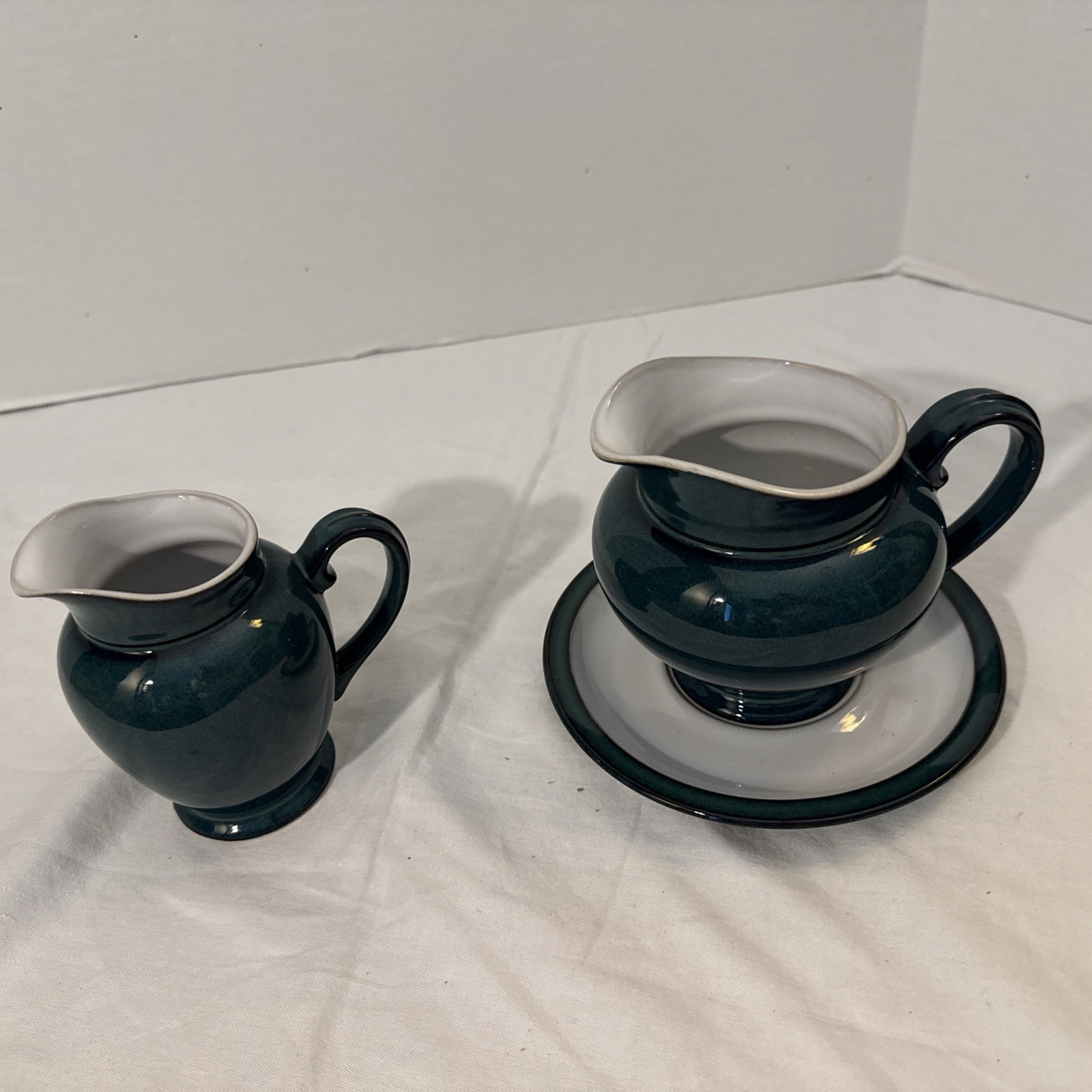 Denby Greenwich Gravy Pitcher/ Saucer and Creamer Pitcher England