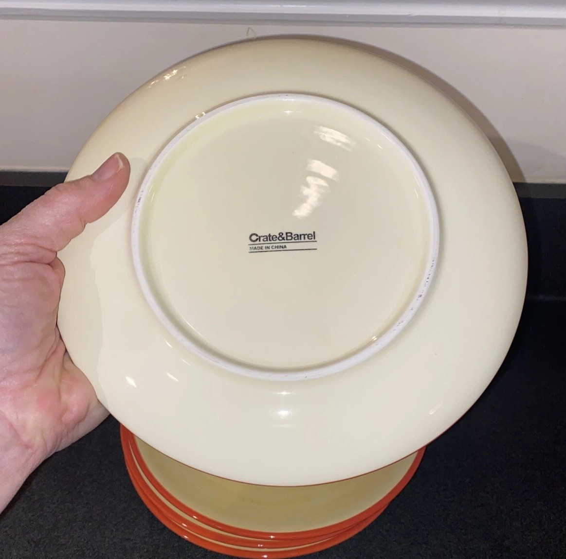 4 Salad Plates 8 in. Crate & Barrell Pomegranate Wreath Holiday