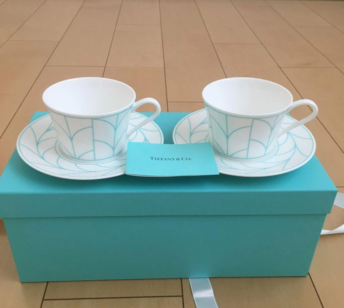 Tiffany&Co Tiffany Wheat Leaf Cup & Saucer Pair set bone china unused