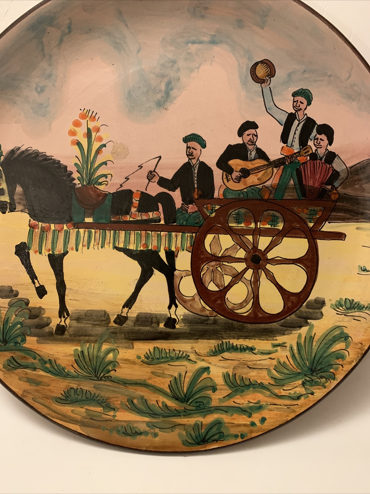 Santo Stefano Pottery Scaffidi Hand Painted Large Wall Hanging Plate Sicily 18”