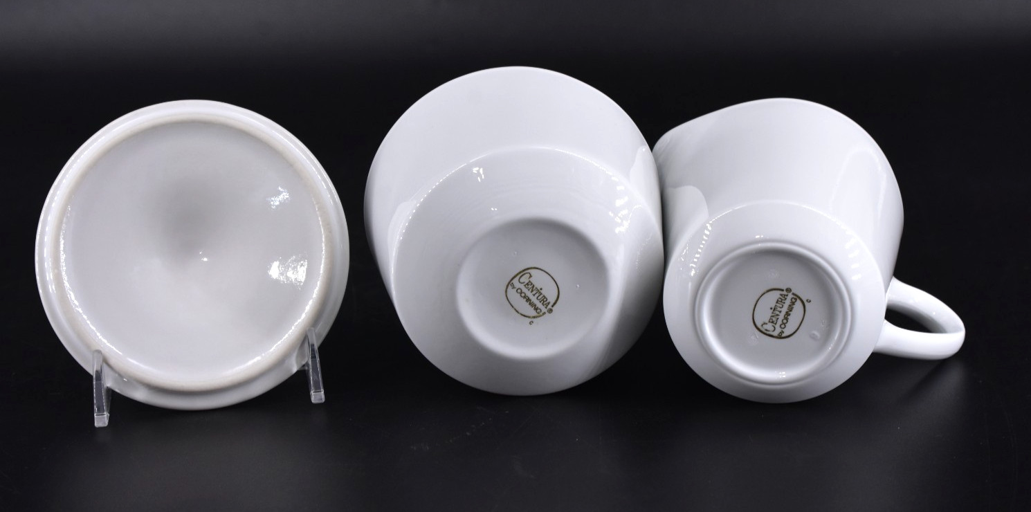 Vintage Corning Centura Coupe White Creamer and Sugar Bowl Set with Lid