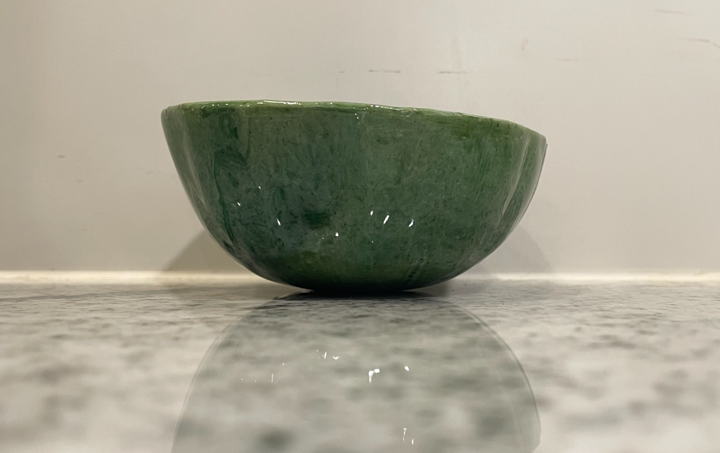 Vintage 1980 Old Salem Green Glazed Ceramic Bowl – Fluted Scalloped Design