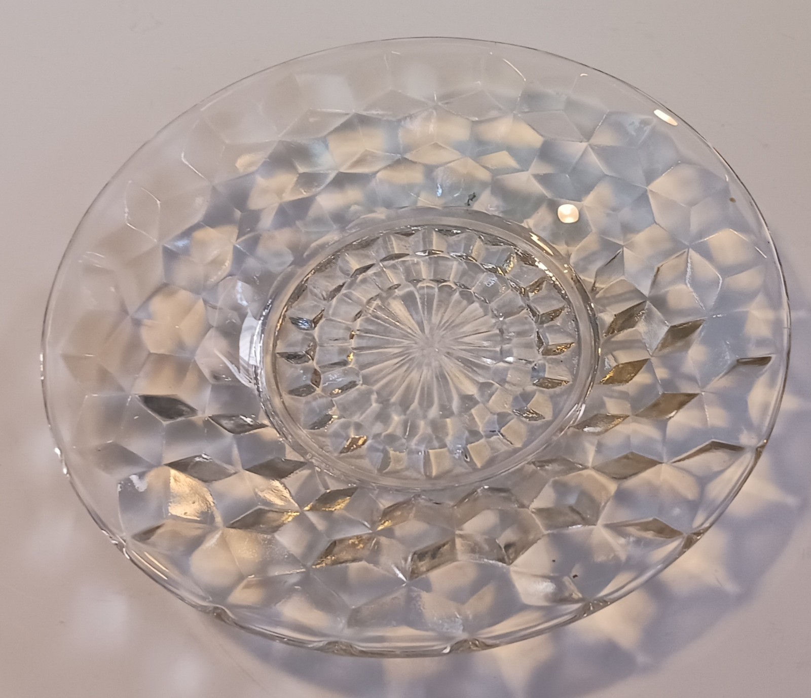 Cubist Diamond Pattern Vtg Jeannette Glass Co. Plate 6 7/8″