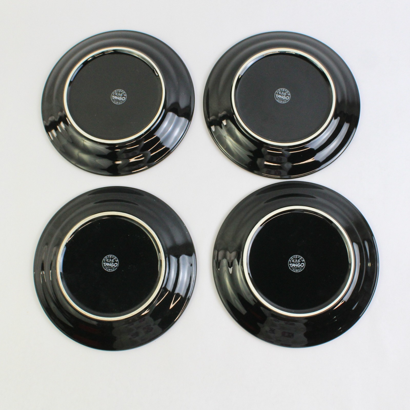 Set of 4 CAC China Tango-Pattern Black Bread Plates 7.5″ Durable China