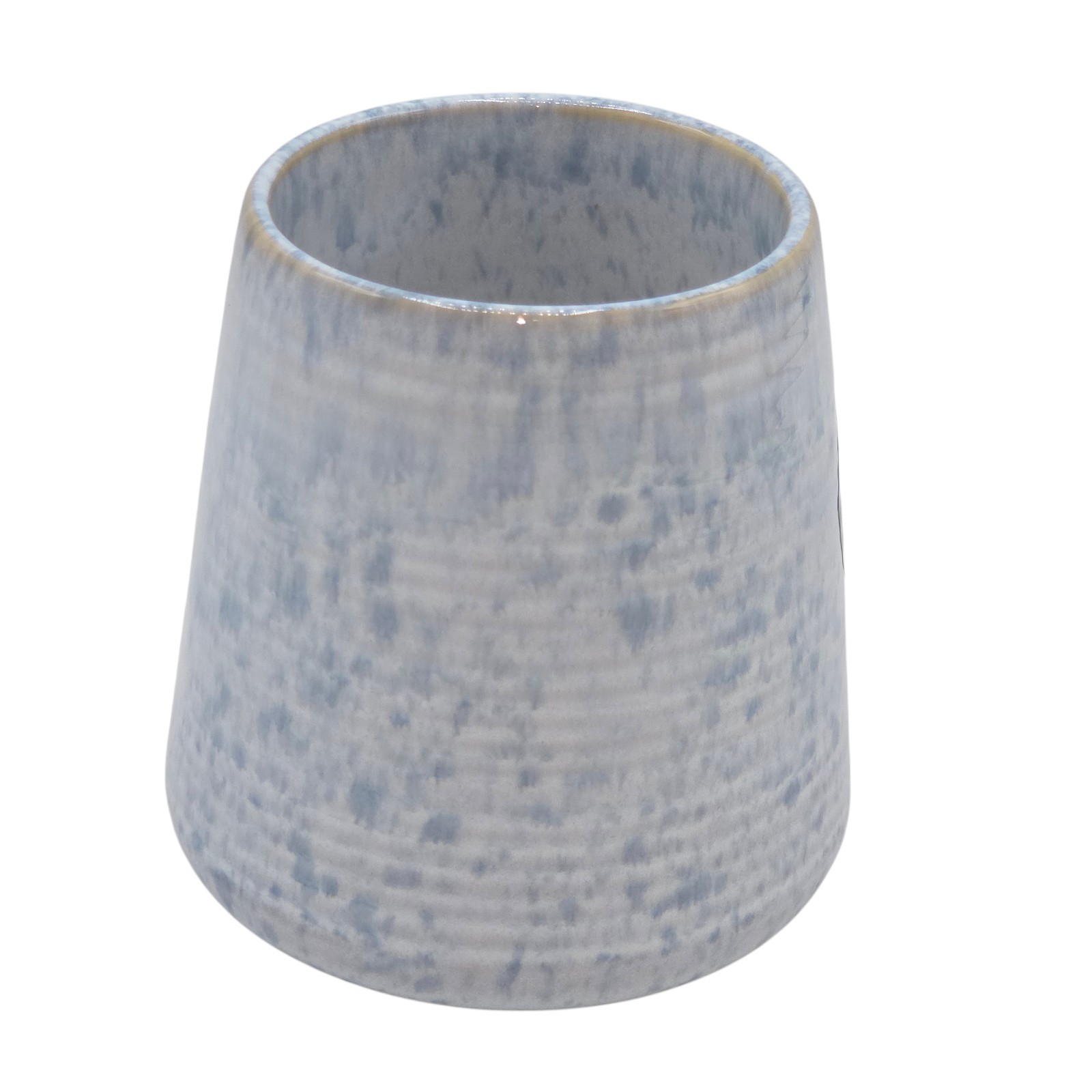 Barcela Handmade Stoneware Mug Set 4 White Blue Reactive Speckled Glaze Portugal