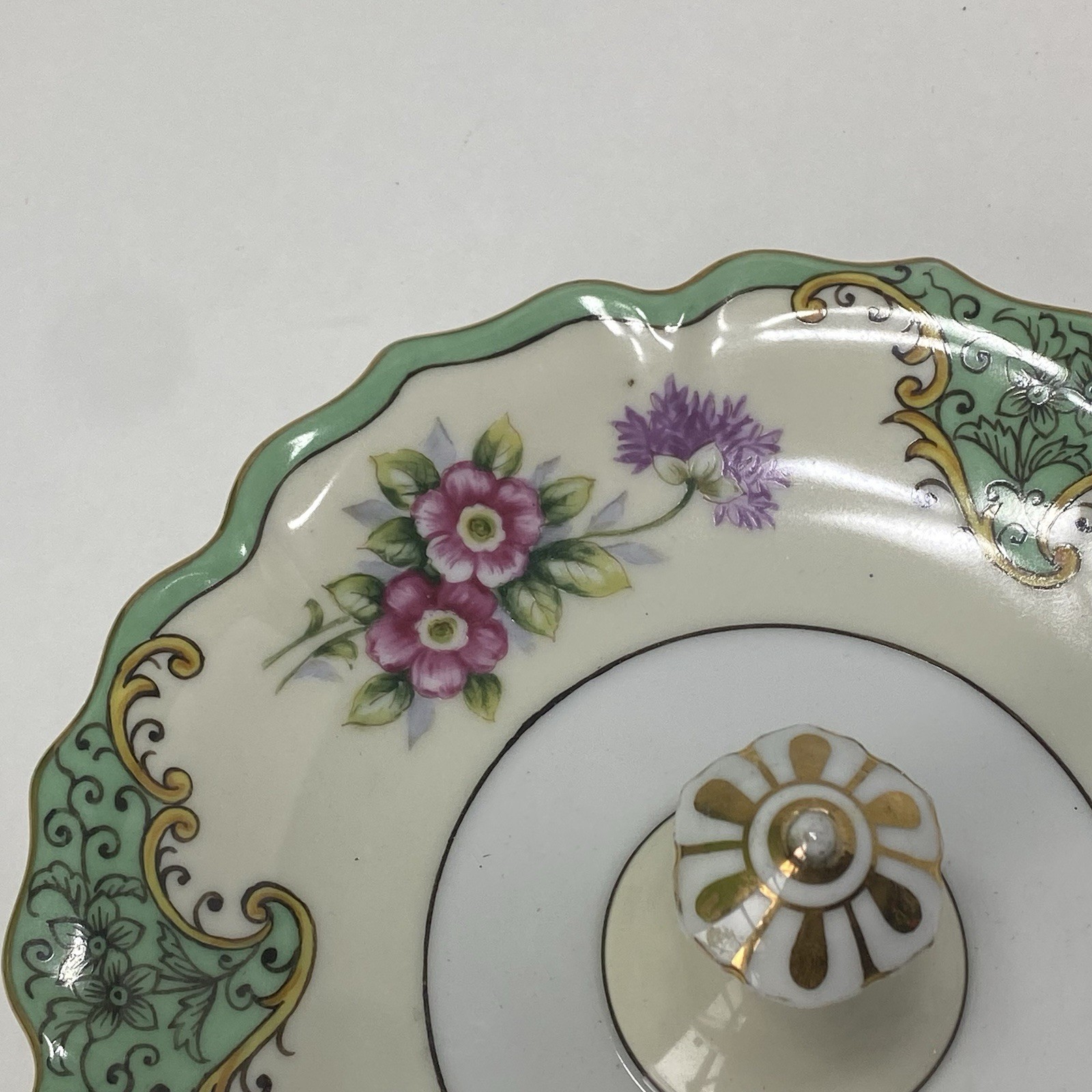 Noritake Morimura Nut Candy Mint Lemon Server Porcelain Mint Green Lavender Dish