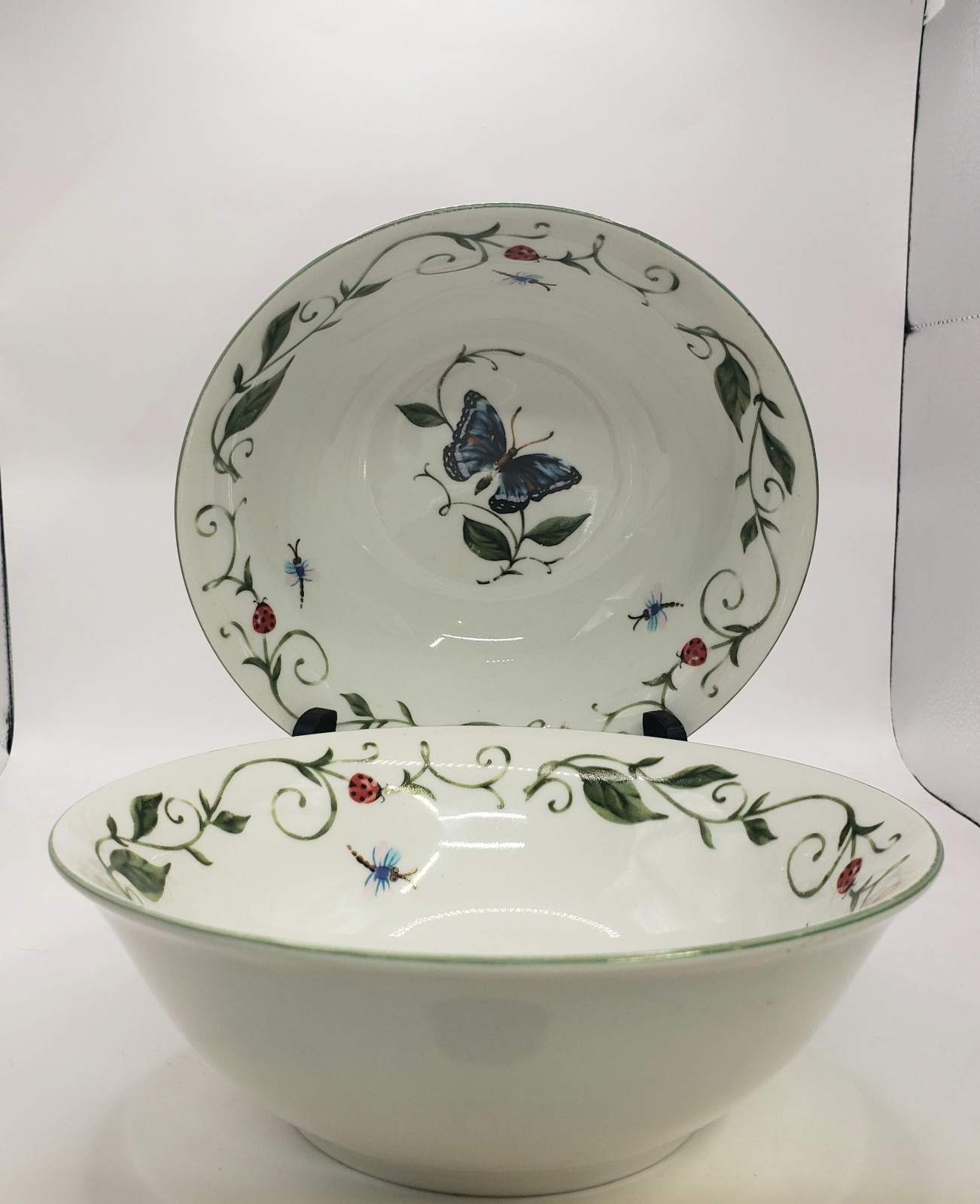 2 Tabletops Unlimited Butterfly Ladybug 7” Cereal / Soup Bowls
