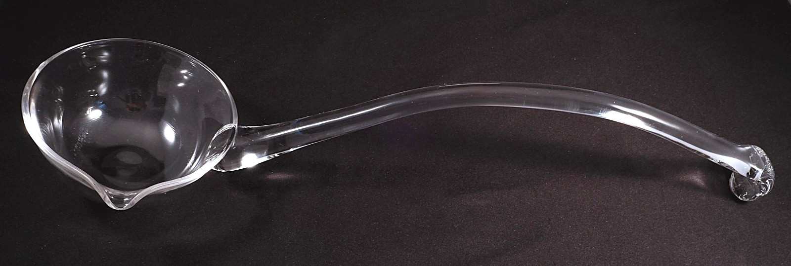Vintage Hand Blown Clear Glass Punch Bowl Ladle Single Pour Spout 13-1/2”