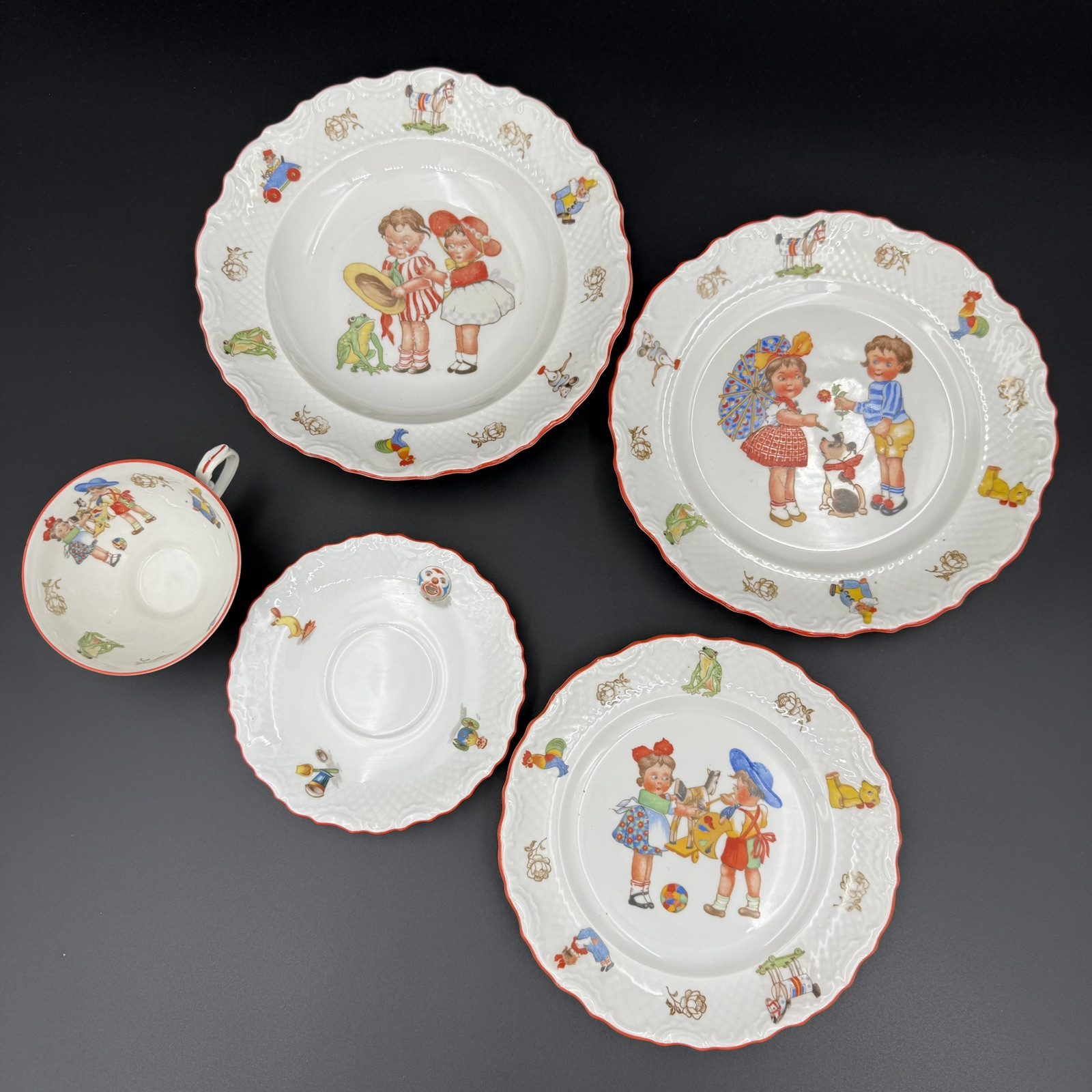 Johann Haviland Bavaria Schumann Germany 5 piece Childrens Nursery china set