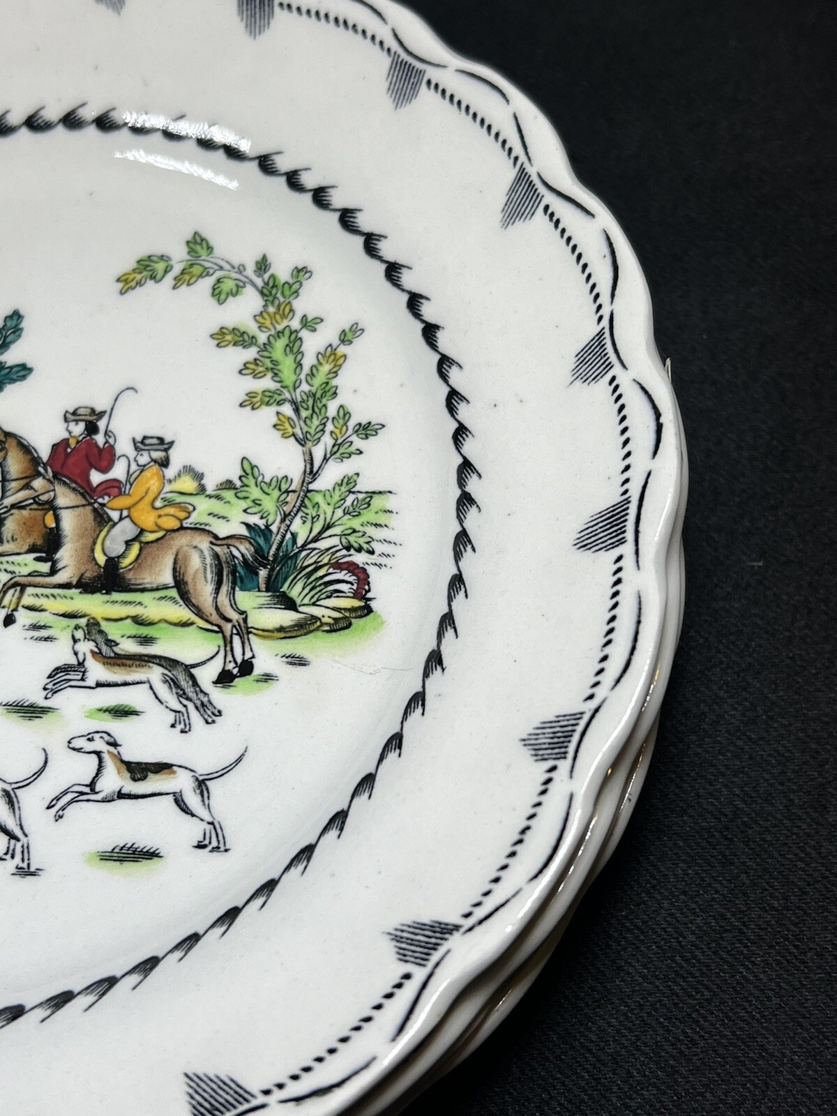 6 Rare ATQ Vintage 1920’s Booths Hand Painted Liverpool Hunt Plates A 8090 6.75”