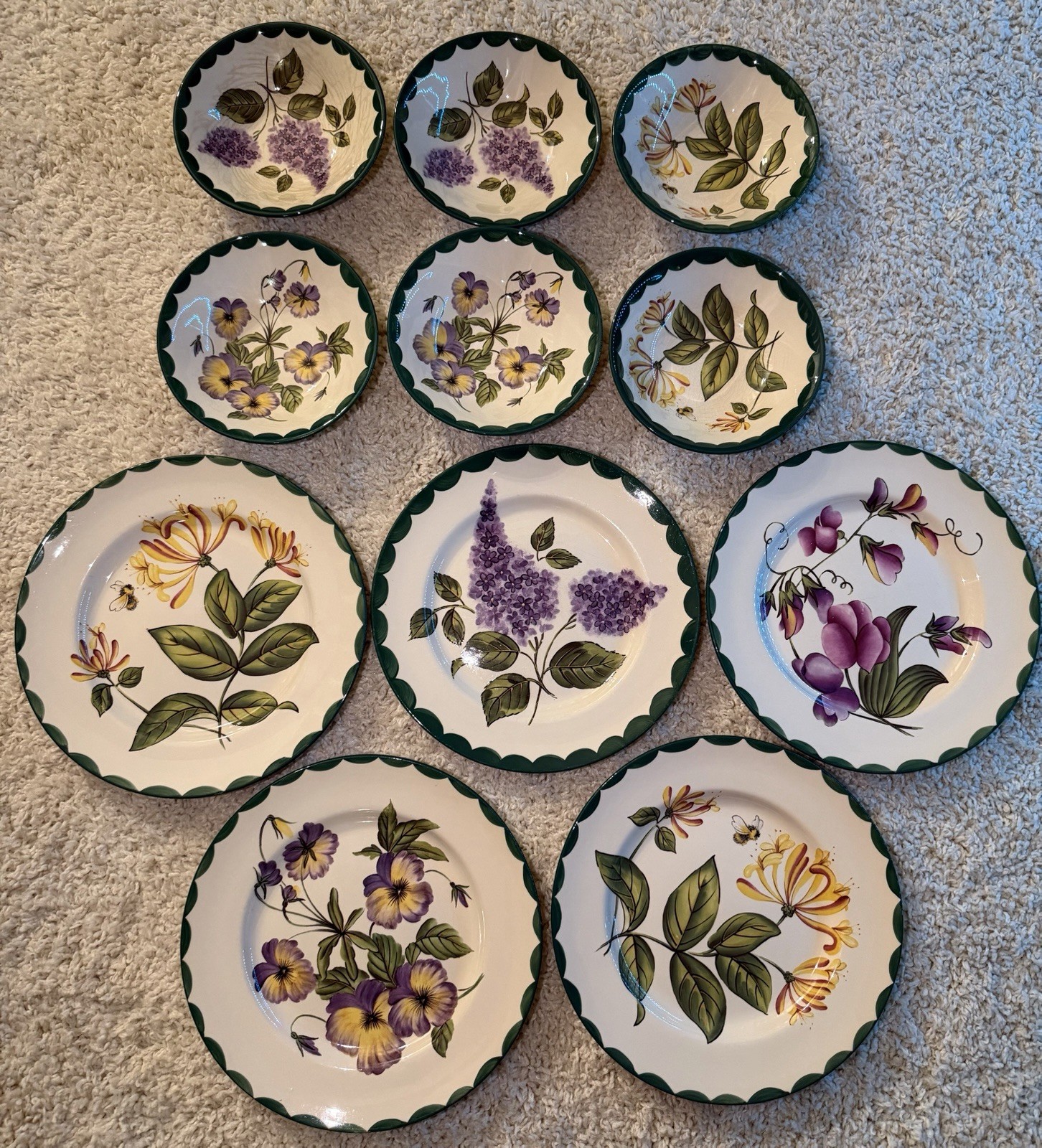 Cloverdale Scented Garden Ceramic Floral Dinner Set Plates & Bowls Handmade