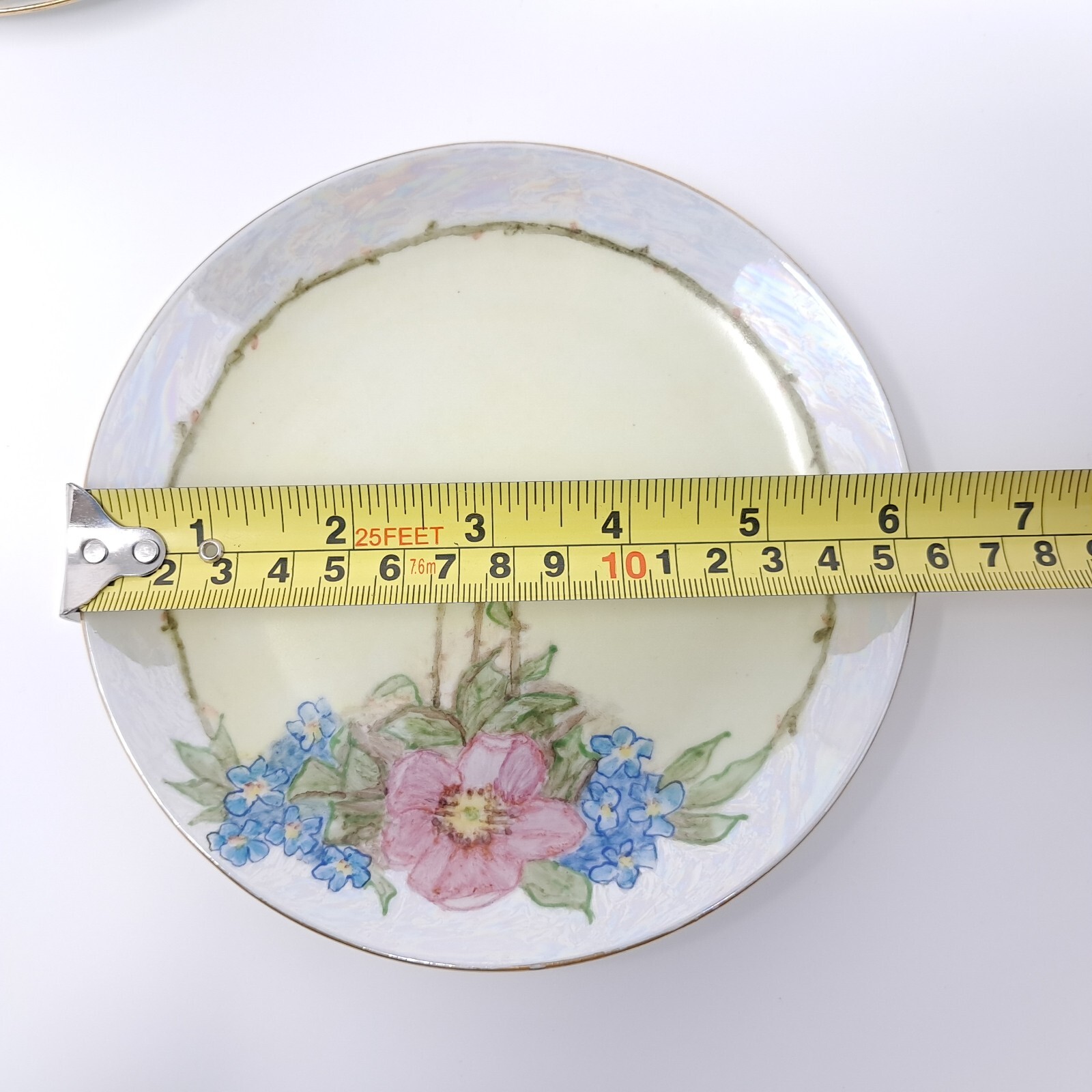 Hutschenreuther 6″ Porcelain Plates set of 6 handpainted florals lustre rim Selb