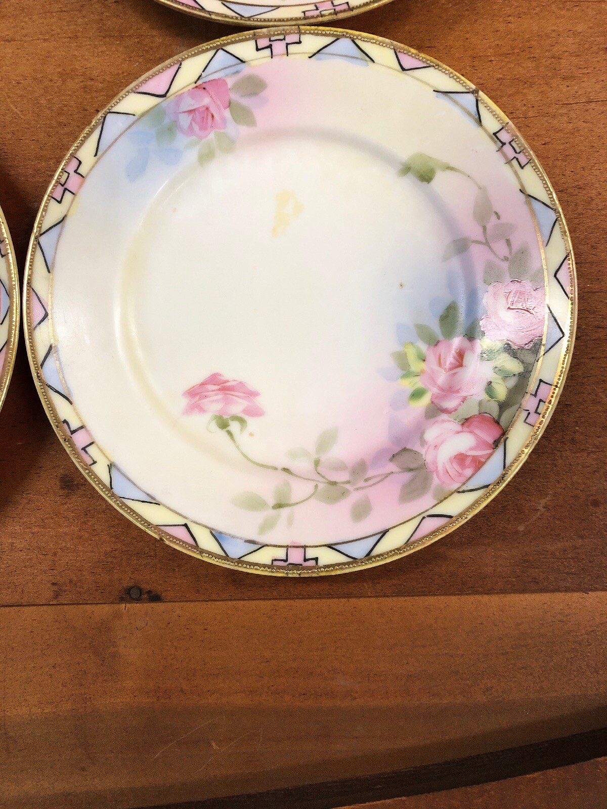 Vintage Antique Nippon Gold Rose floral Dessert Appetizer Plates plate set 6