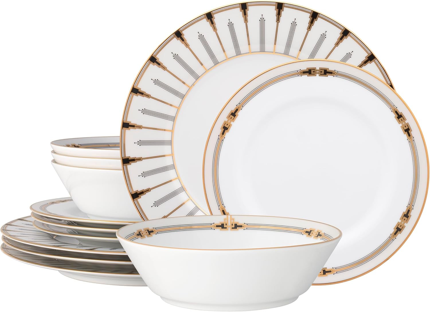 Empire Gold 12-Piece Dinnerware Set for Elegant Dining, Service for 4