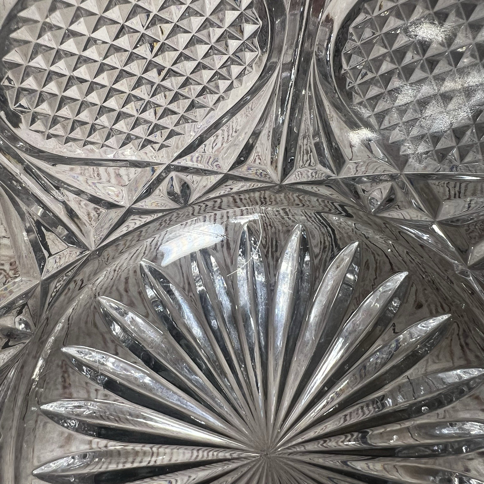 American Brilliant Period Cut Glass Crystal Bowl 9″ Scalloped Intricate ABP