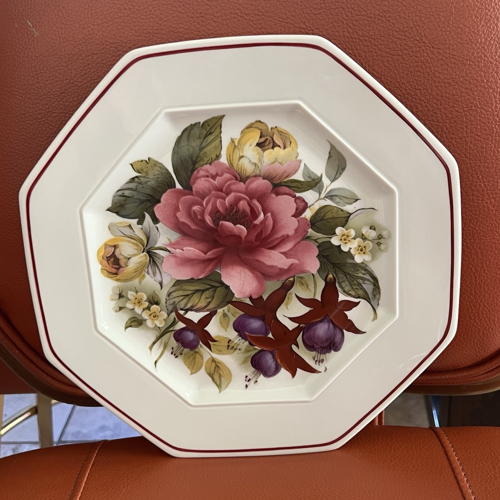Limoges France Porcelaine de Limoges Claude Brachel Floral Octagon Gorgeos