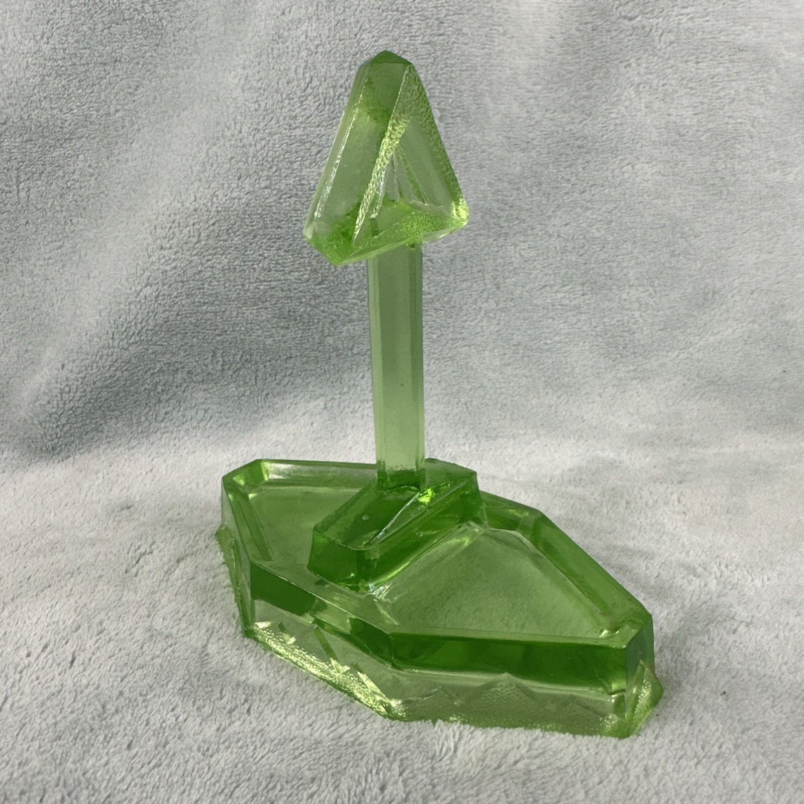 Vintage Vaseline Glass Art Deco Salt Pepper Shaker Caddy Uranium Glow SEE CHIP