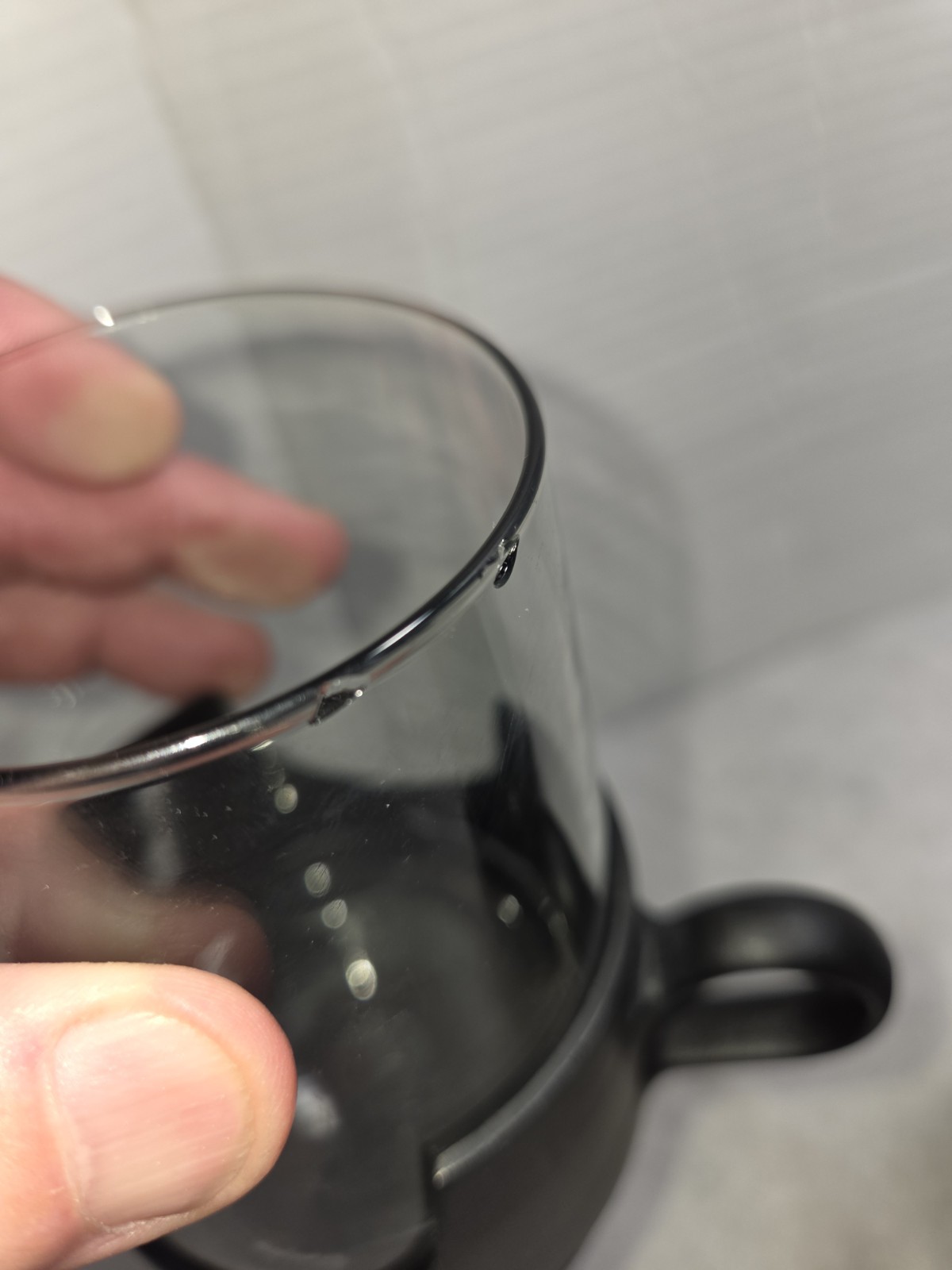 Corning Ware MCM Glas-Snap Coffee Drink Mug Tea Cup Clear Black 12 oz Photo Prop