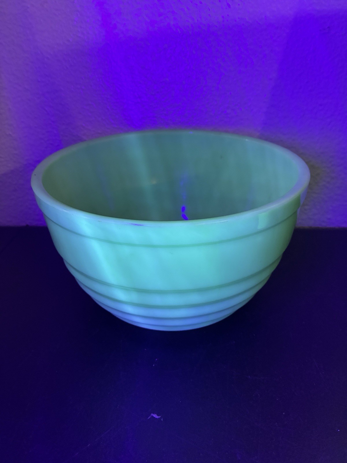 Jeannette Glass Concentric Circle Mixing Bowl Set Jadeite Green 5 7 & 9” Uranium