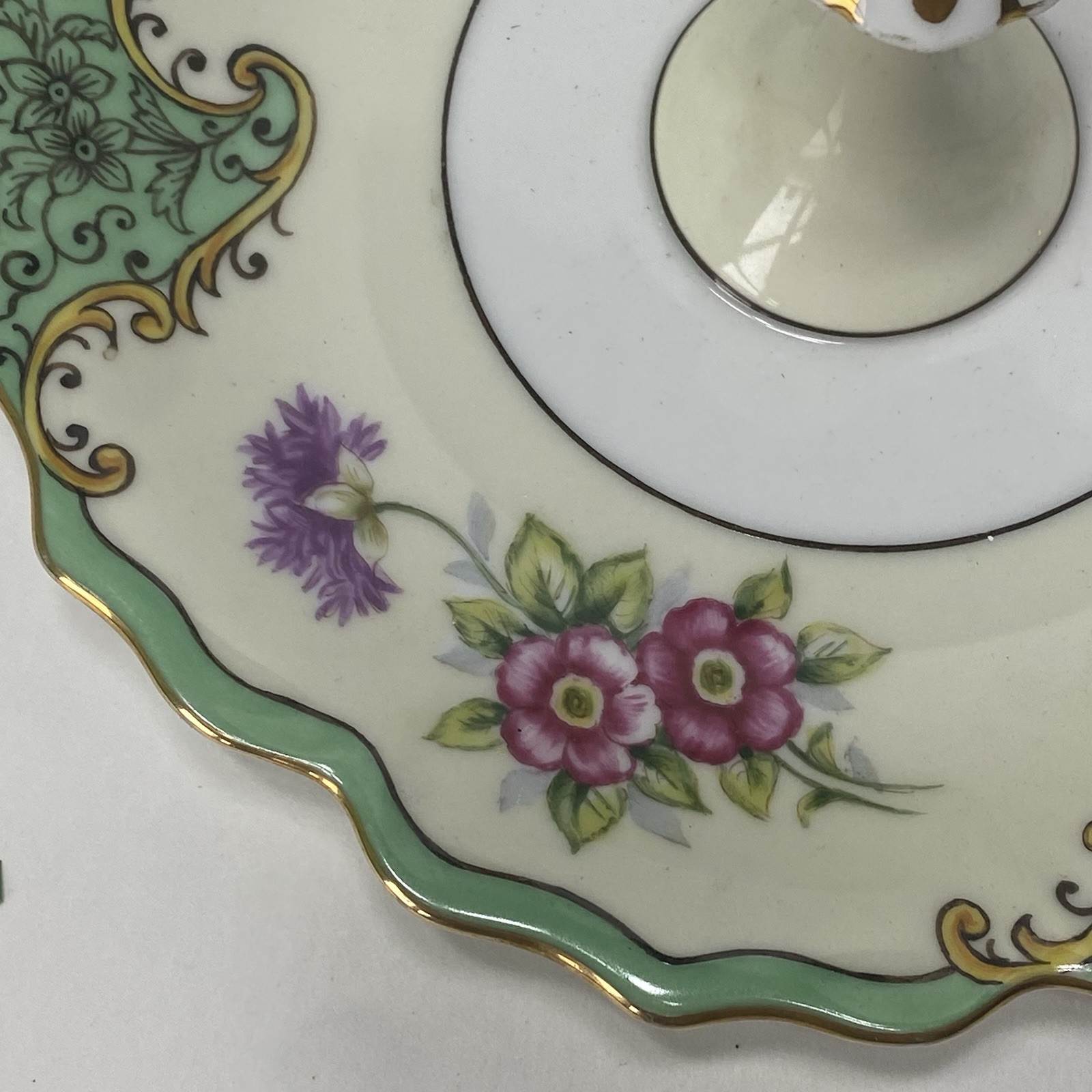 Noritake Morimura Nut Candy Mint Lemon Server Porcelain Mint Green Lavender Dish