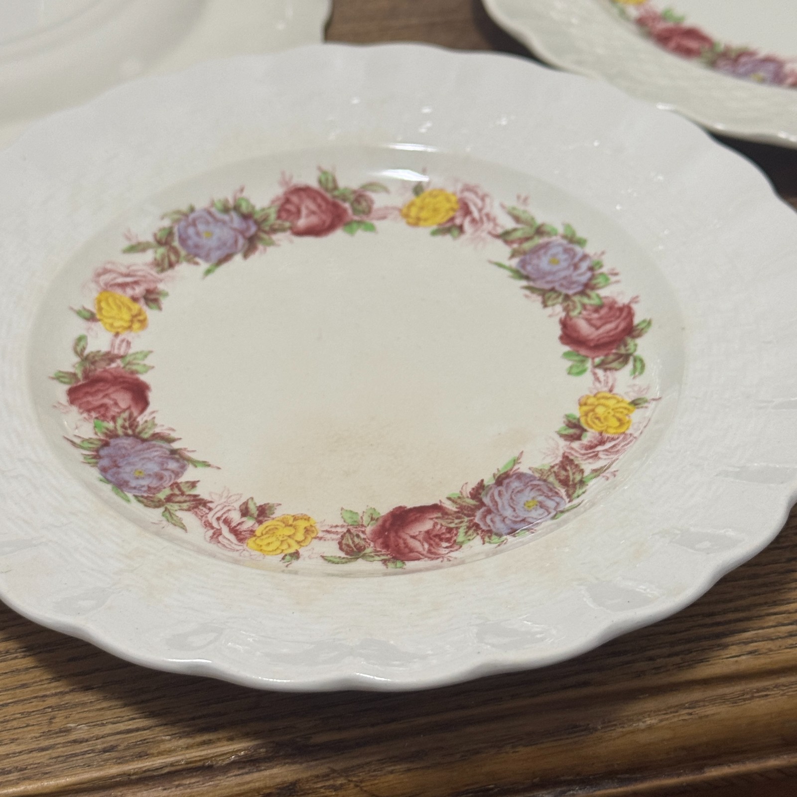 6 Copeland SPODE ROSE BRIAR Chelsea Wicker 6 1/2” Dessert Bread Butter Plates