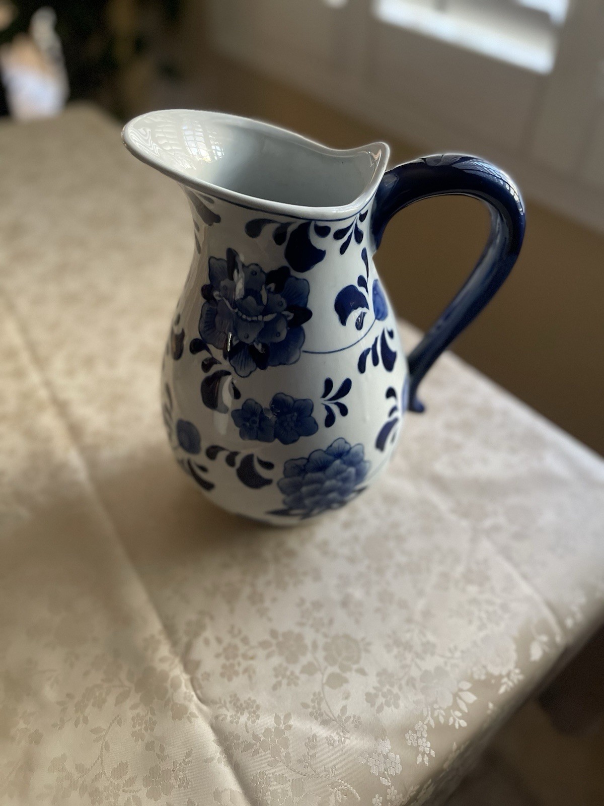 Vintage Blue and White Pitcher / Vase