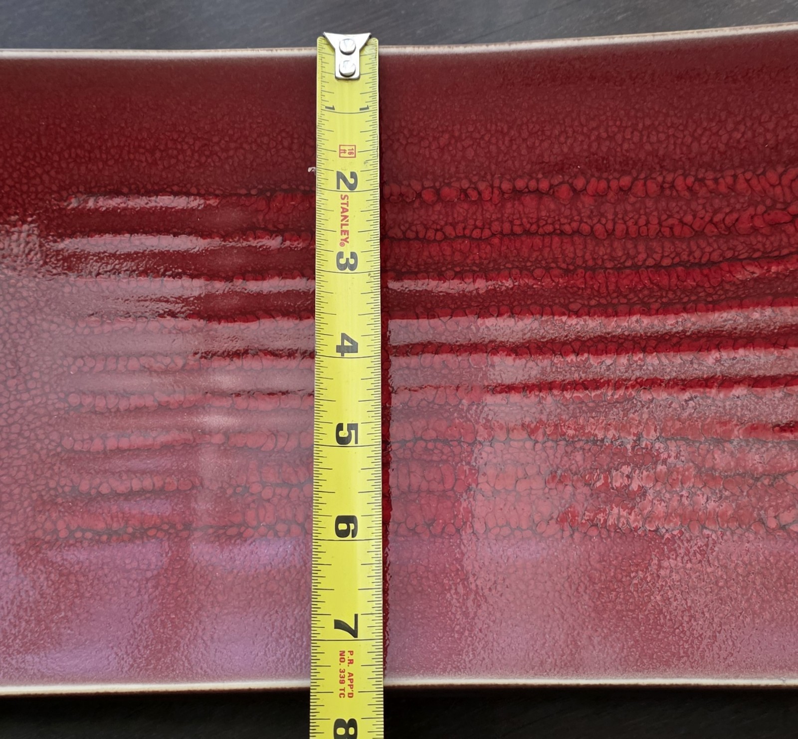 Jars Ceramistes Made In France Rectangular Platter XL 20 Inch Red Crackle Glaze