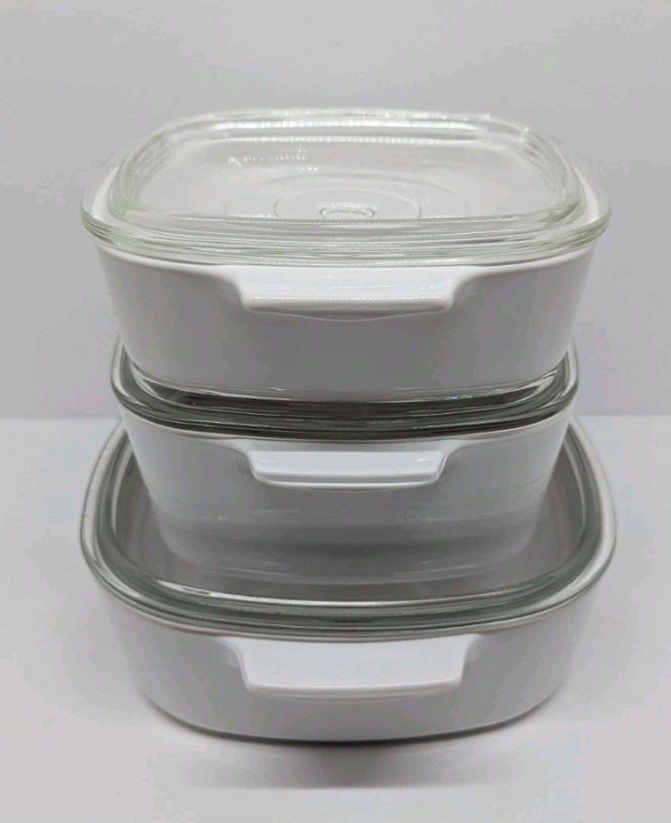 6 pc Set of Corning Summer Blush Casserole Dishes 2L 1.5L 1L w/ Pyrex Lids EXC