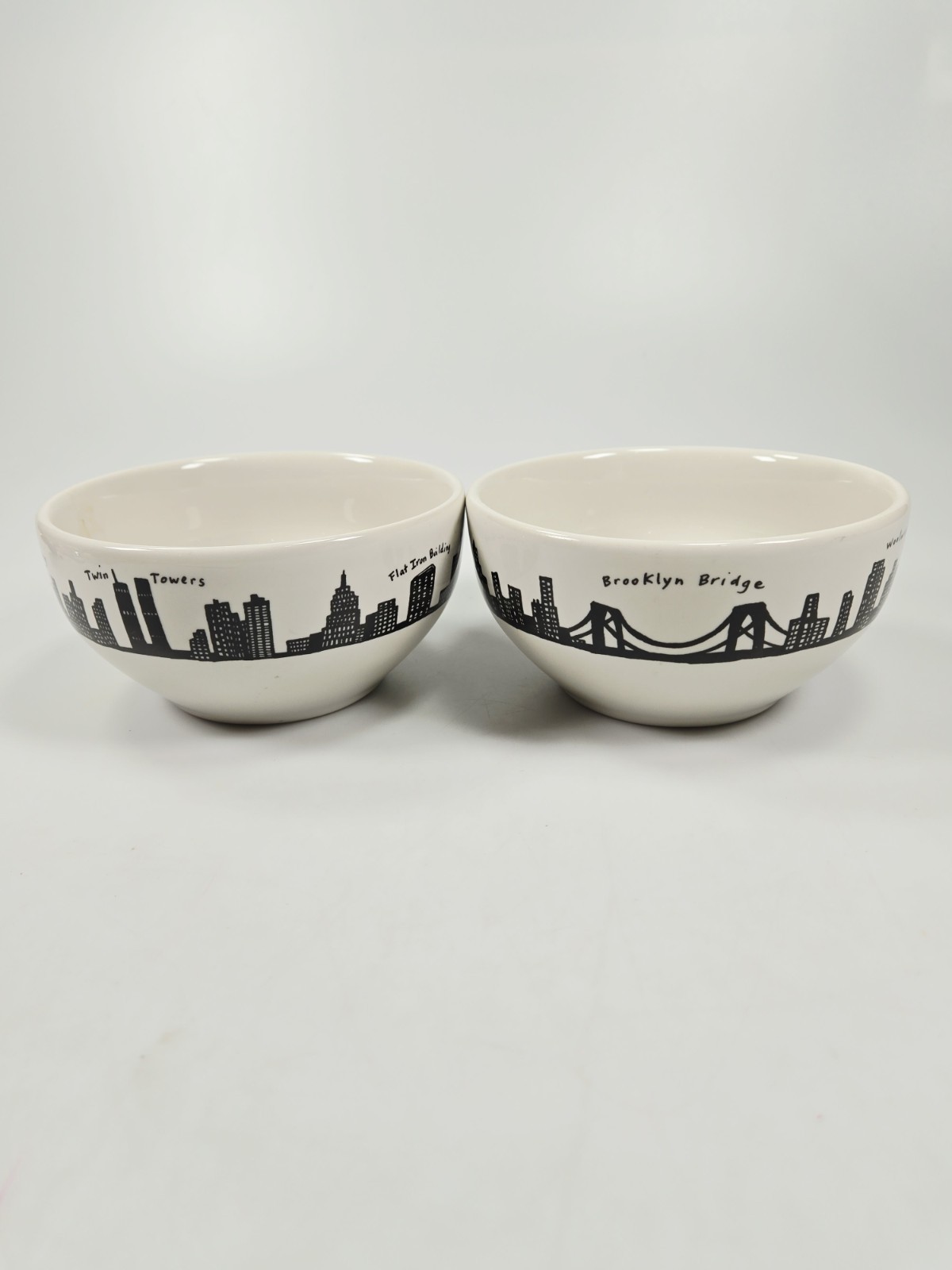 Fishs Eddy 212 Skyline New York Skyline Bowls Twin Towers Empire 6″ Set Of 2