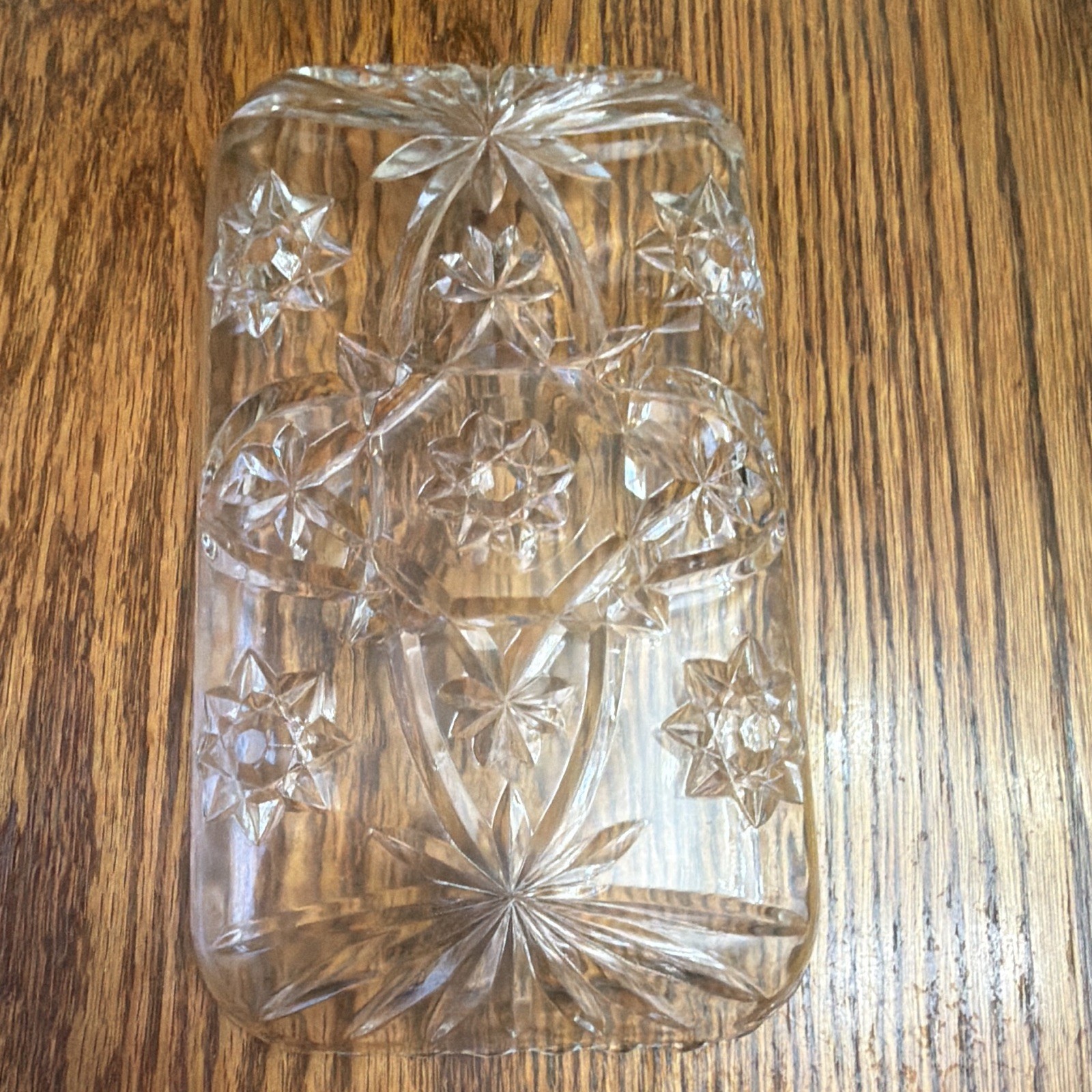 Clear Pressed Glass Starburst Rectangle Serving Tray 9 x 5 in Decorative